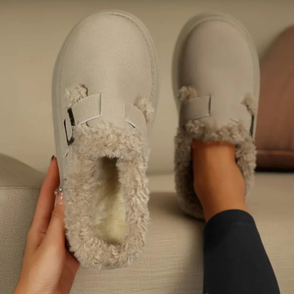 Cozy Tan Fur-Lined Slip-On Ankle Boots